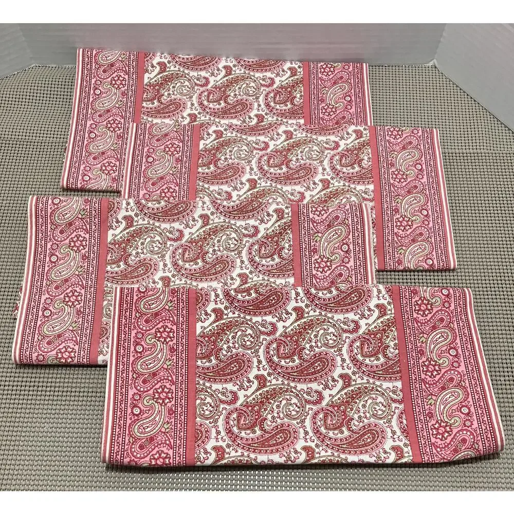 Williams Sonoma Pink Paisley Reversible Placemats Set of 4 Cotton 14x20
